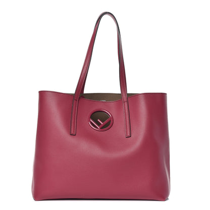 Fendi Vitello Vienna Enamel F is Fendi Shopping Tote Black Cherry Taupe 3 of 13