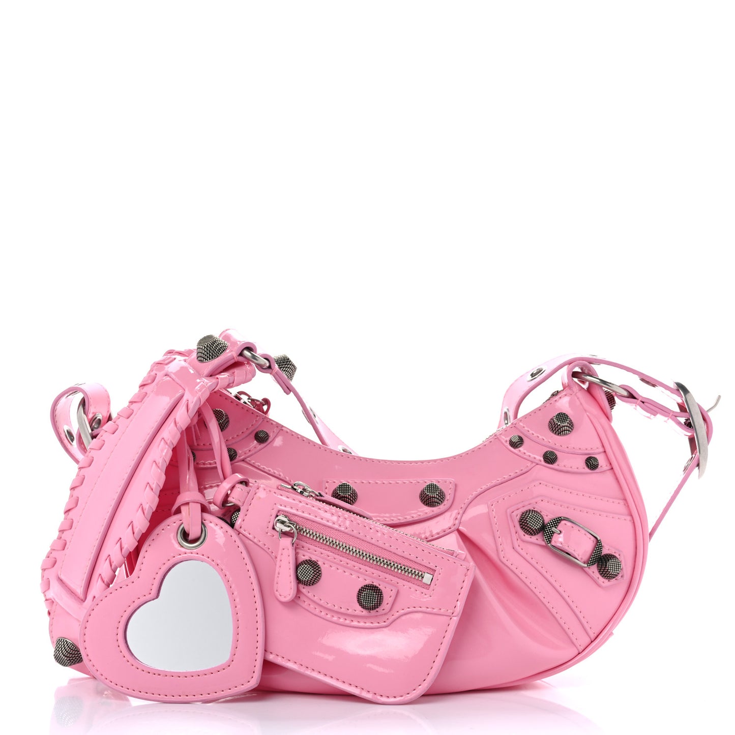 Patent Faux Leather Le Cagole Shoulder Bag XS Sweet Pink