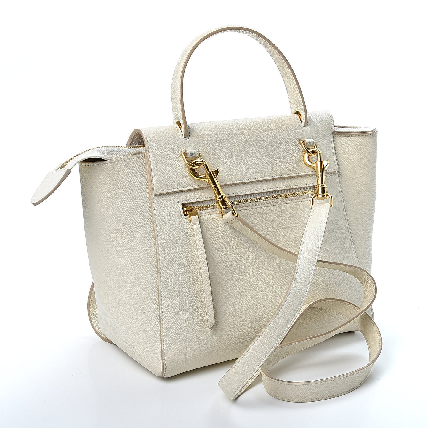 Grained Calfskin Micro Belt Bag White