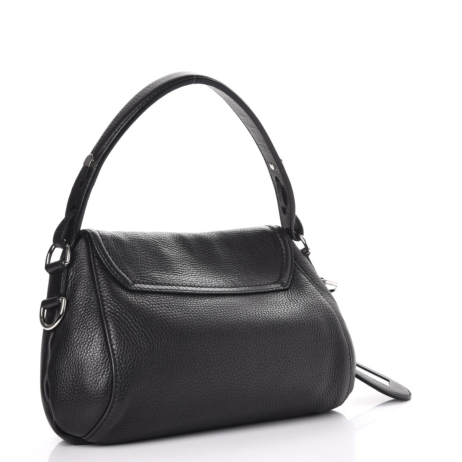 Gucci Pebbled Calfskin Medium Techno Horsebit Shoulder Flap Bag Black 3 of 7