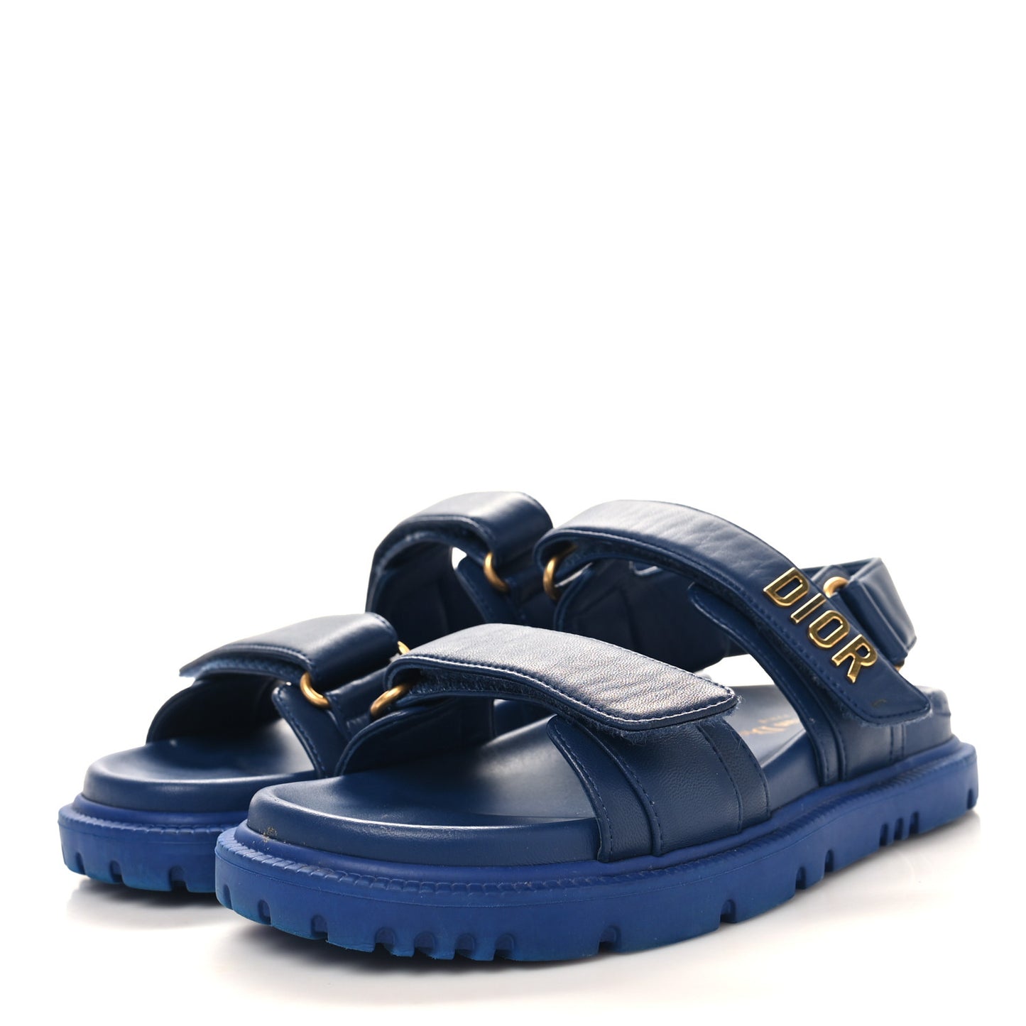 Lambskin Dioract 10mm Sandals 35 Deep Blue