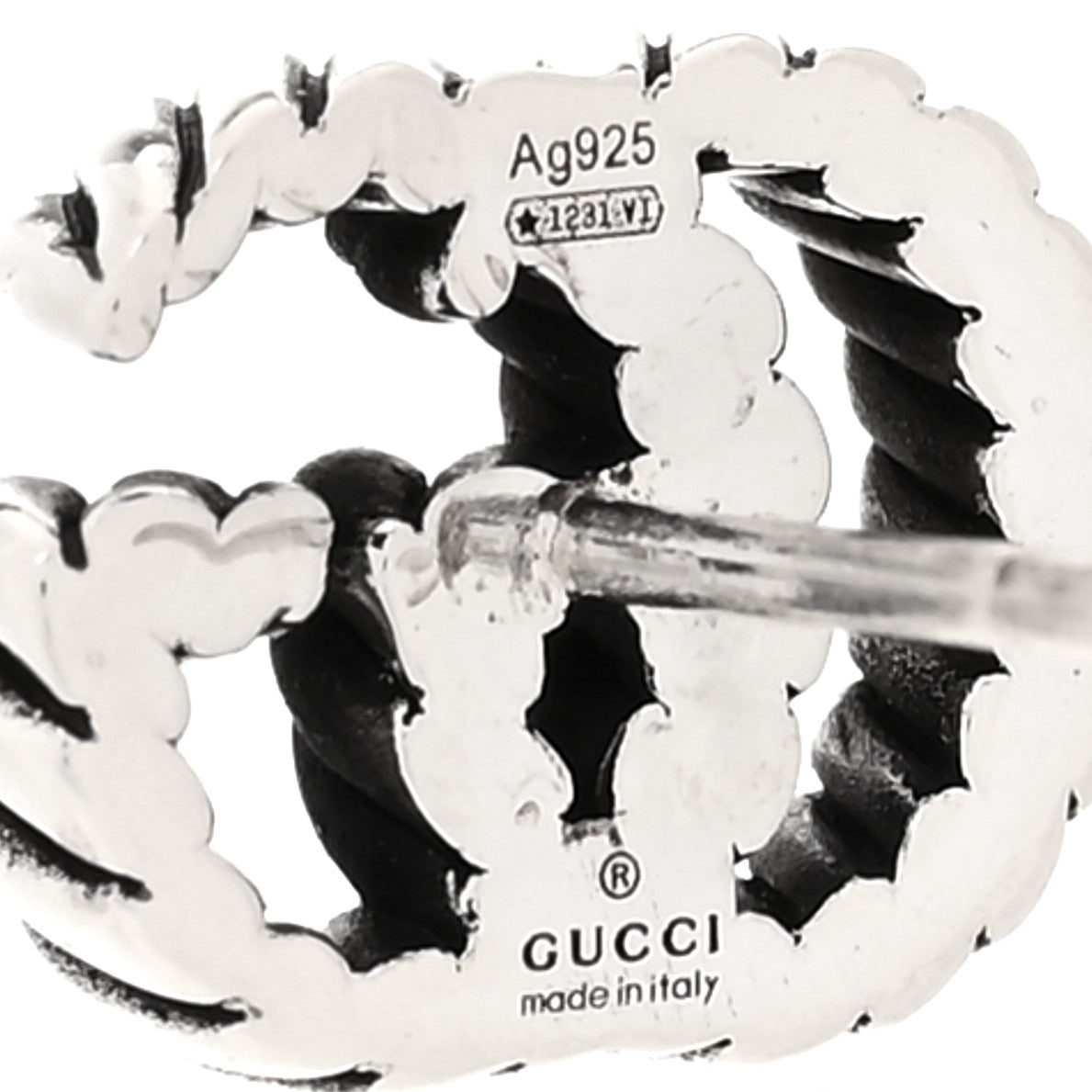 Gucci Sterling Silver Torchon Double G Earrings 4 of 4