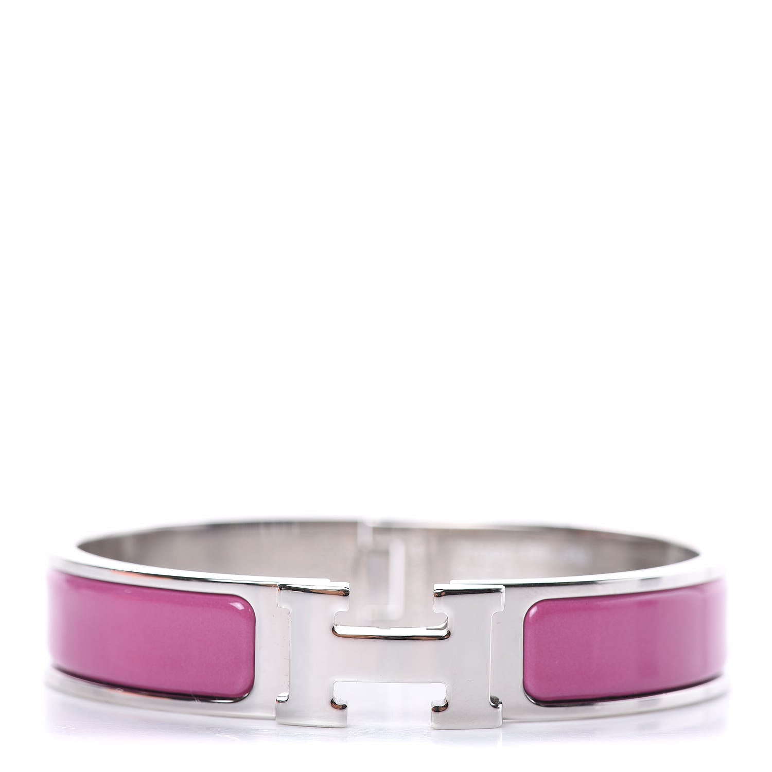 Hermes Enamel Narrow Clic Clac H Bracelet PM Rose Azalee 1 of 5