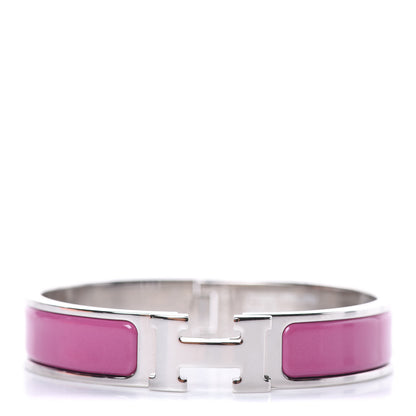Hermes Enamel Narrow Clic Clac H Bracelet PM Rose Azalee 1 of 5