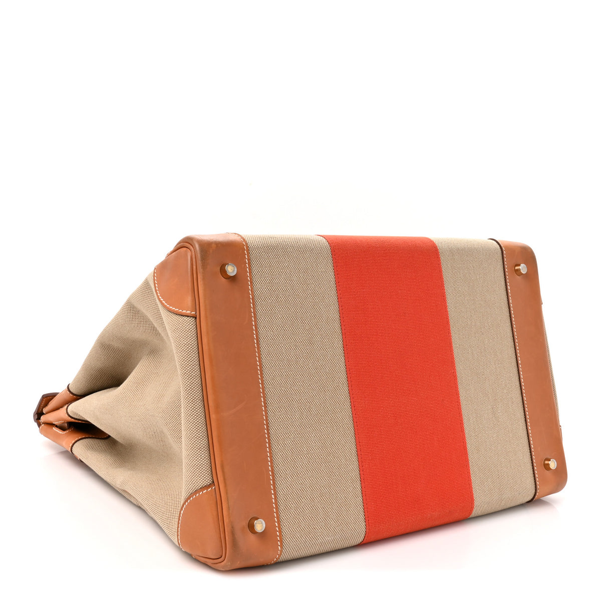 Hermes Toile Natural Barenia Flag HAC Birkin 40  Fauve Paprika 4 of 17