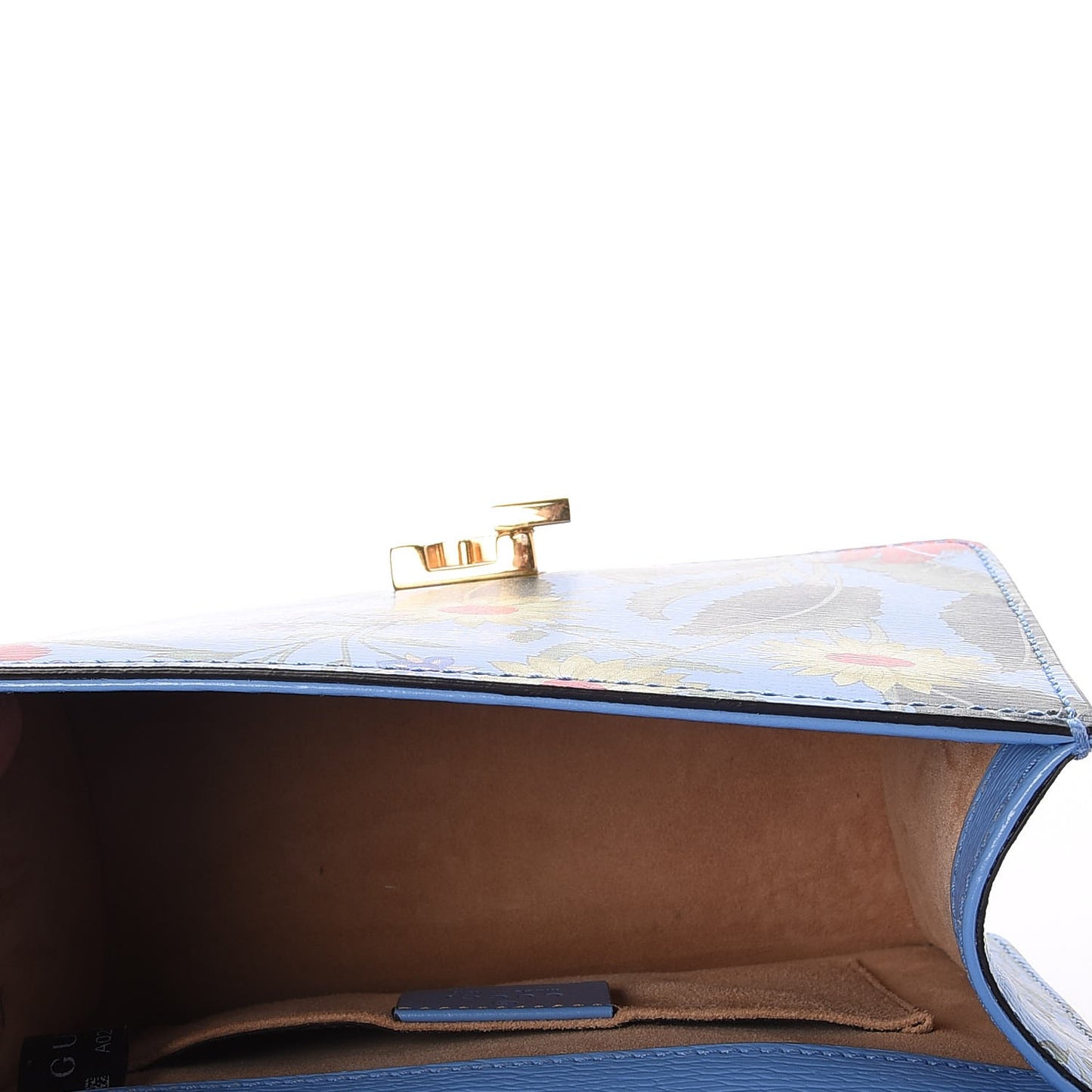 Shangai Calfskin Web New Flora Mini Sylvie Chain Shoulder Bag Azure