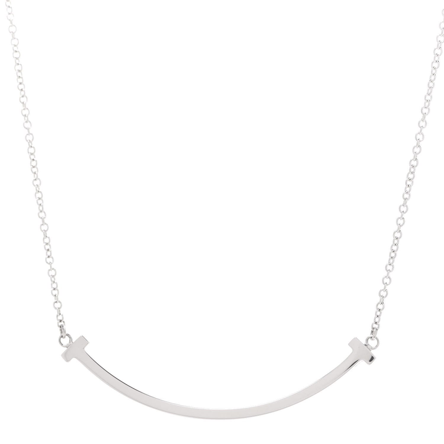 Tiffany Sterling Silver Small T Smile Pendant Necklace 4 of 7