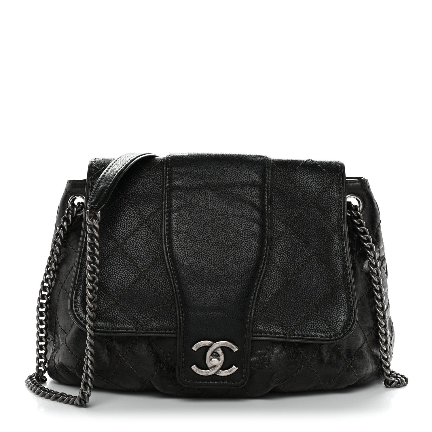 Chanel Caviar Aged Calfskin Medium Bubble Graphic Messenger Bag Grey 1 of 10
