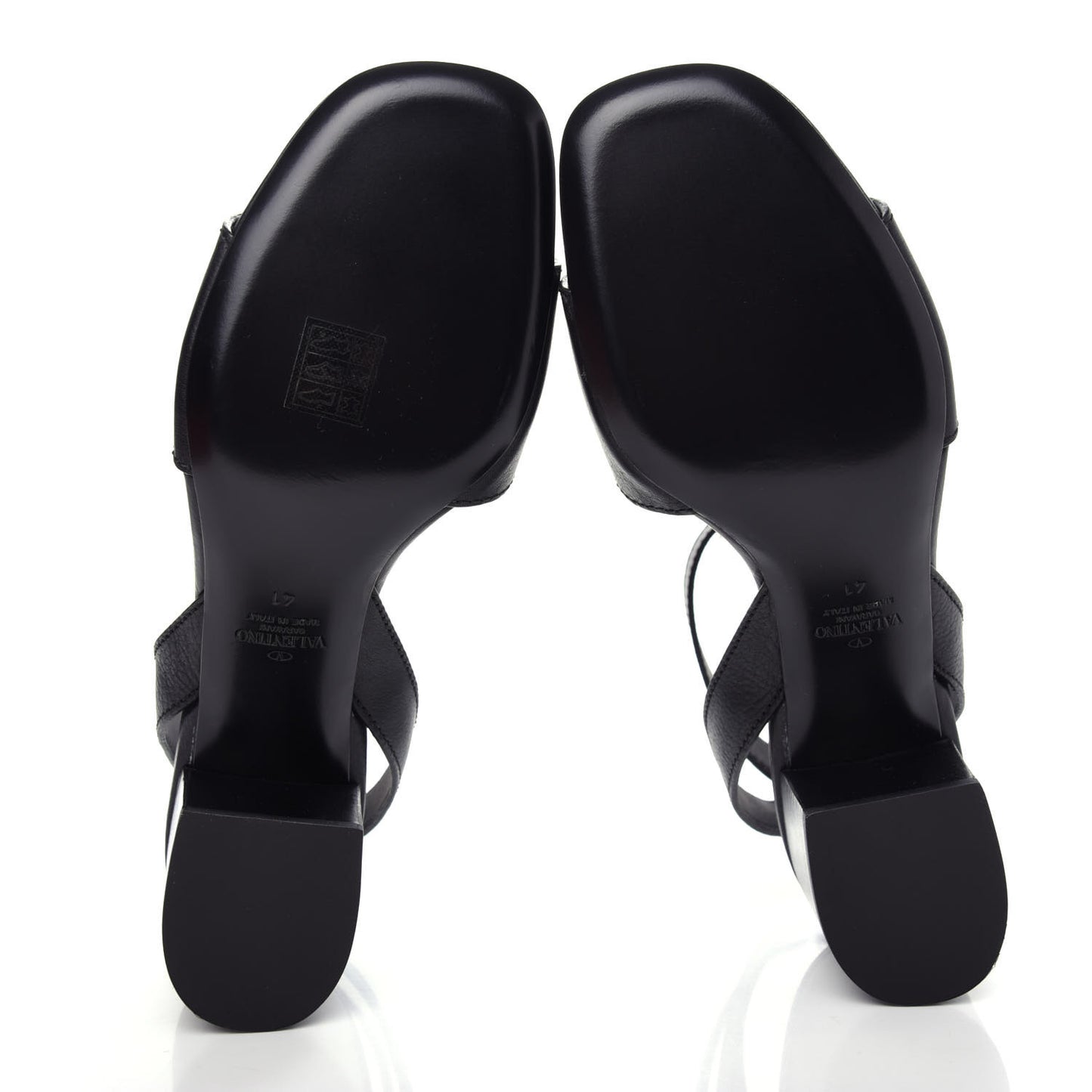Grainy Cowhide VLogo 60mm Sandals 41 Black