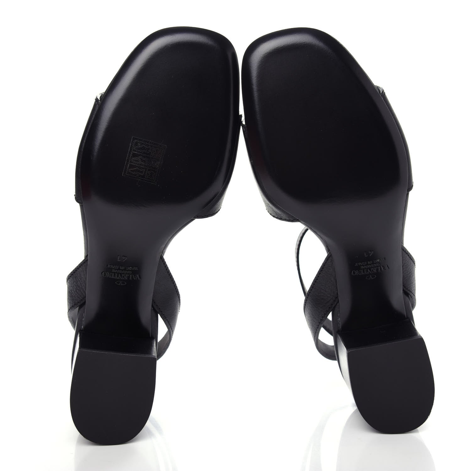 Valentino Garavani Grainy Cowhide VLogo 60mm Sandals 41 Black 6 of 10