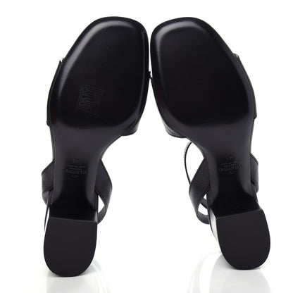 Valentino Garavani Grainy Cowhide VLogo 60mm Sandals 41 Black 6 of 10
