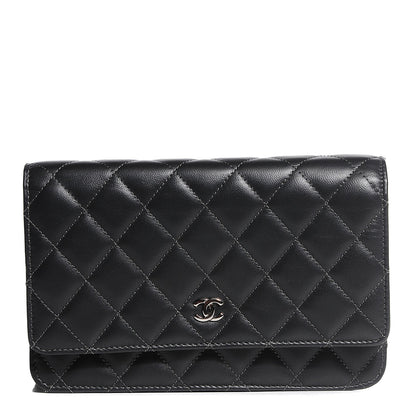 Chanel Lambskin Quilted Wallet On Chain WOC Dark Grey 1 of 9
