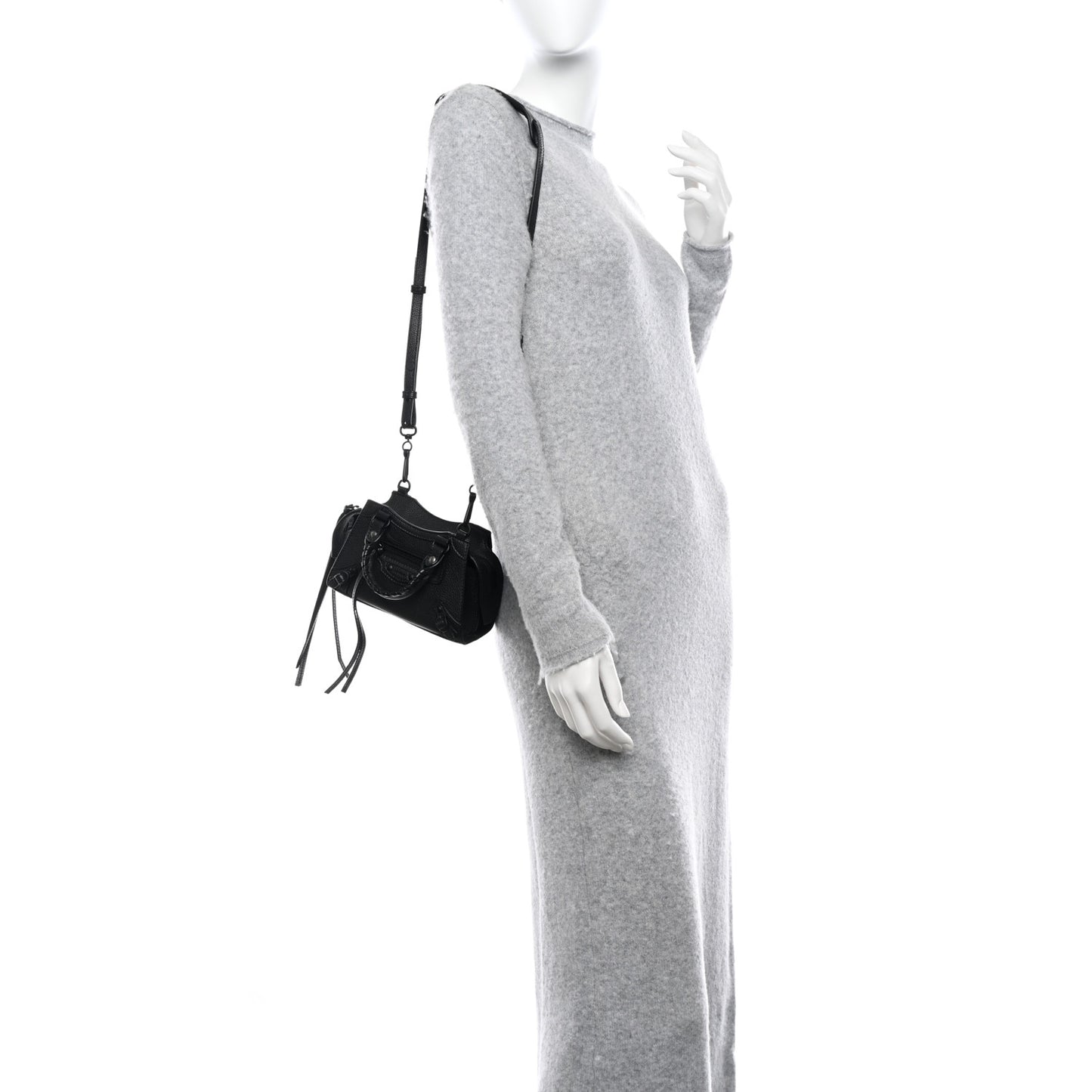 Grained Calfskin Neo Classic Black Hardware Nano City Crossbody Black