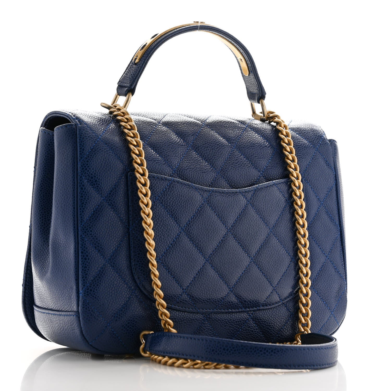 Chanel Caviar Large Carry Around Flap Bag Blue 3 of 15