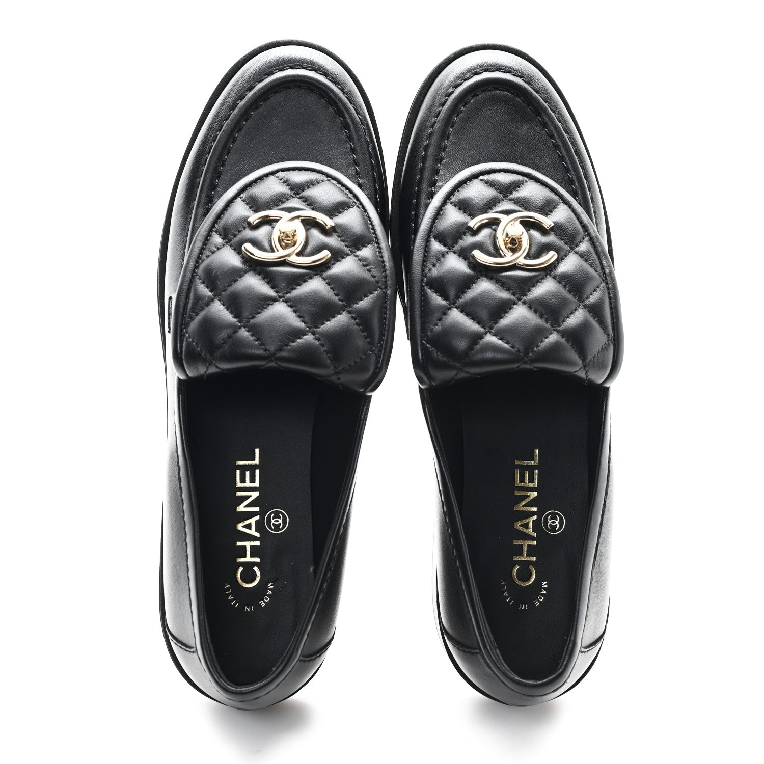 Chanel Lambskin Quilted CC Turnlock Loafers 39.5 Black 2 of 9