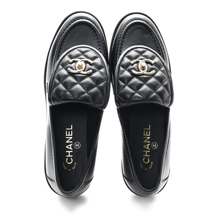 Chanel Lambskin Quilted CC Turnlock Loafers 39.5 Black 2 of 9