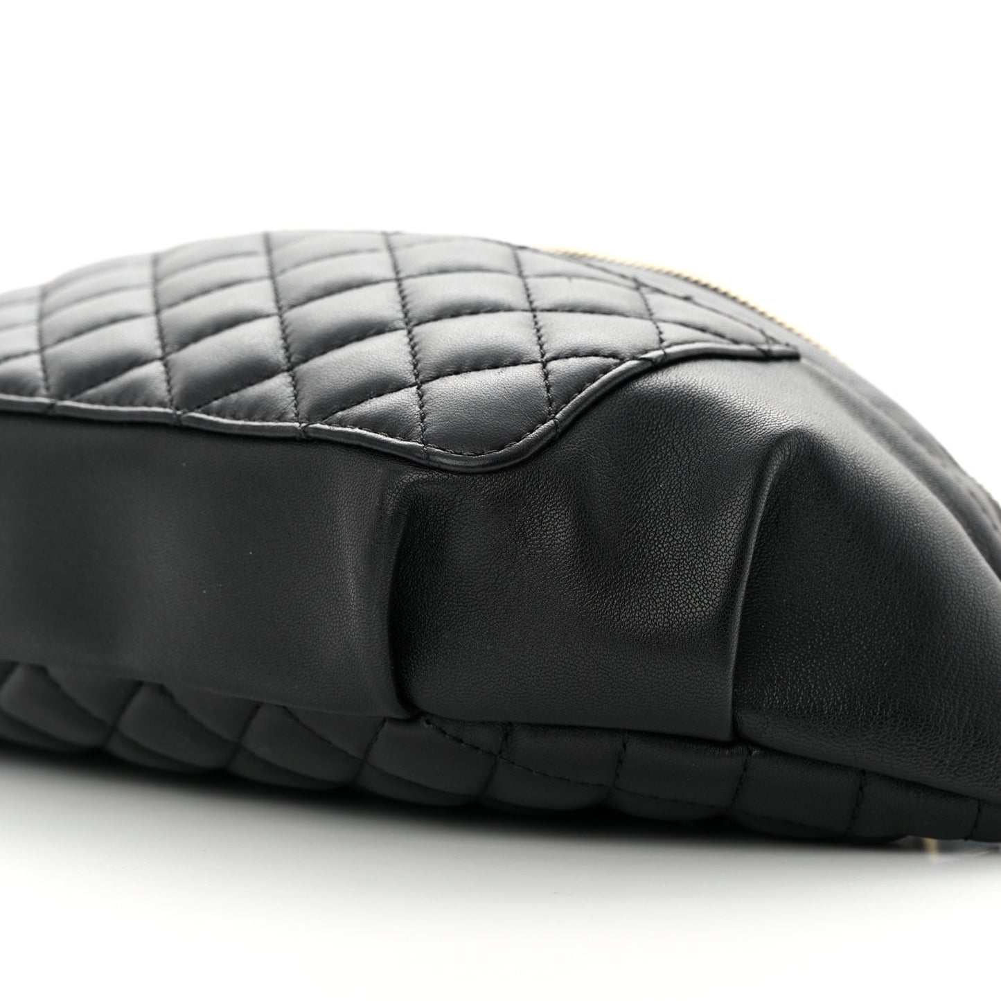 Lambskin Quilted Waist Bag Fanny Pack Black