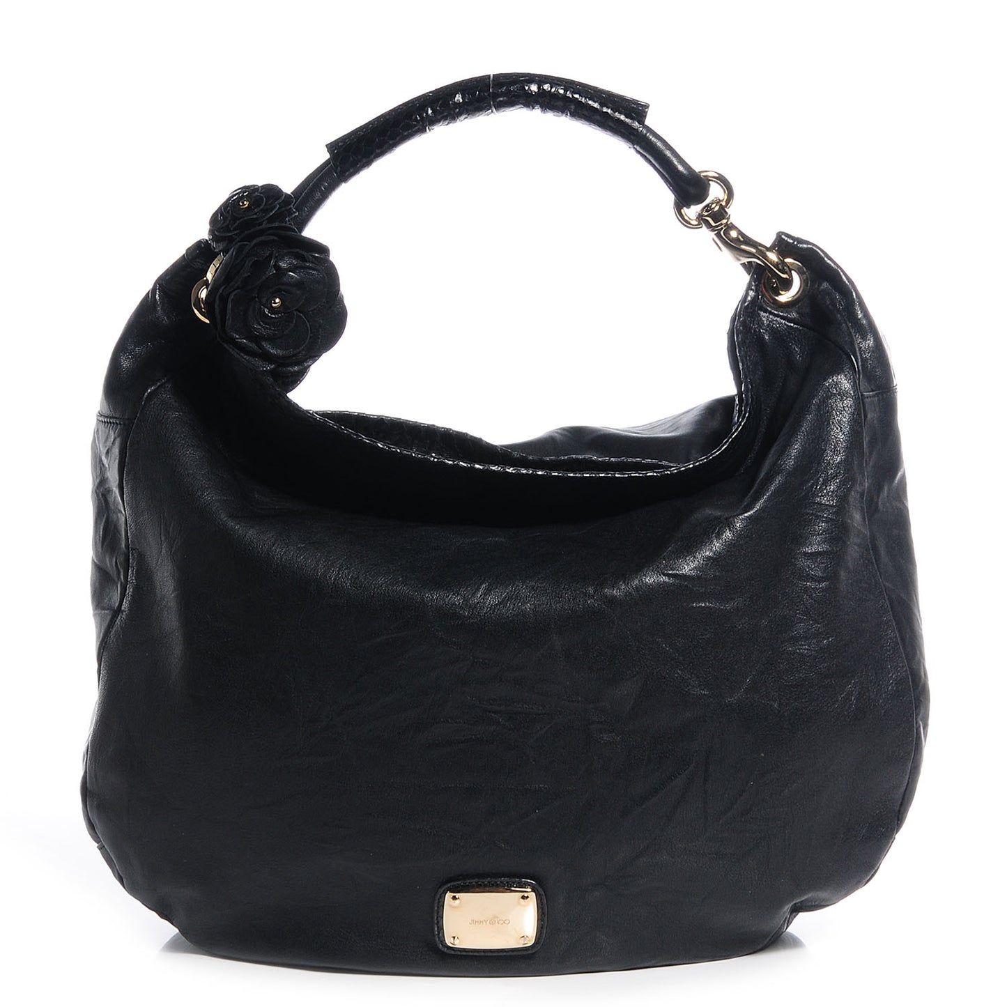 Snakeskin Biker Leather Small Sky Flower Hobo Black