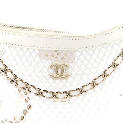 Chanel Mesh Shiny Lambskin Chain Hobo White 9 of 14