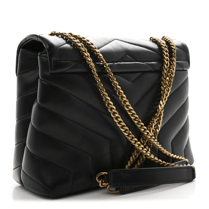 Saint Laurent Calfskin Y Quilted Monogram Small Loulou Chain Satchel Black 3 of 10
