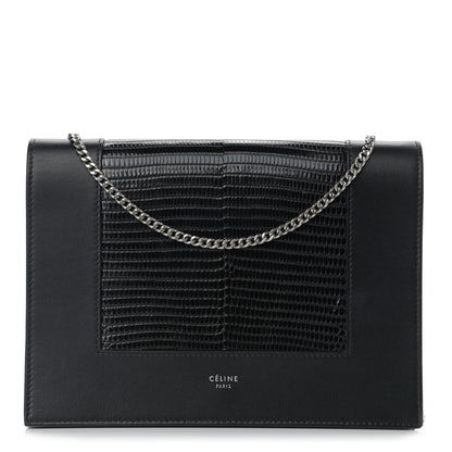 Celine Lizard Smooth Lambskin Frame Evening Chain Clutch Black 1 of 10