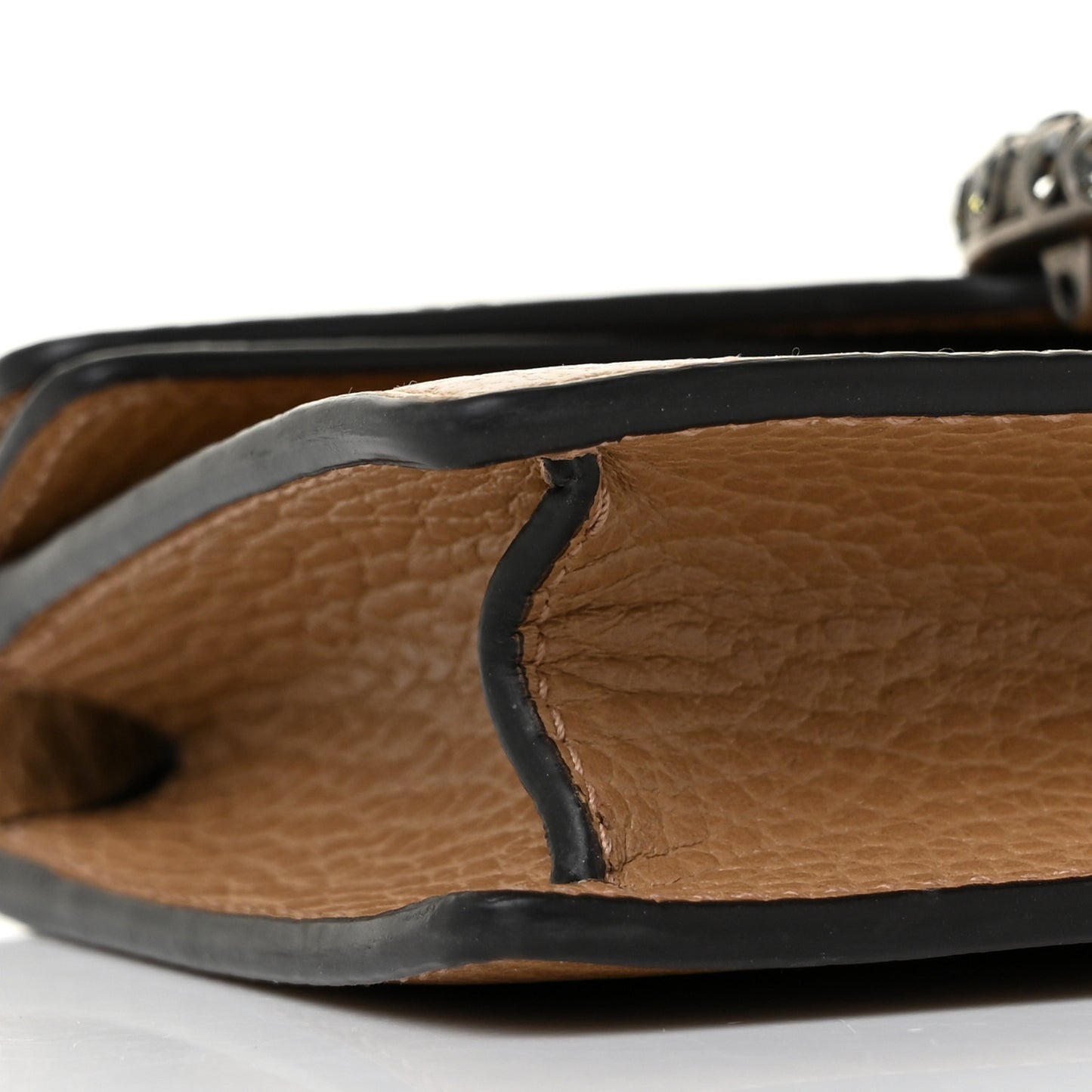Dollar Calfskin Crystal Super Mini Dionysus Shoulder Bag Natural Tan Black Diamond