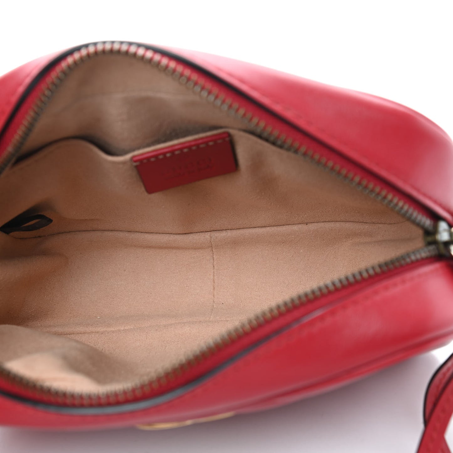 Calfskin Matelasse Mini GG Marmont Chain Shoulder Bag Hibiscus Red