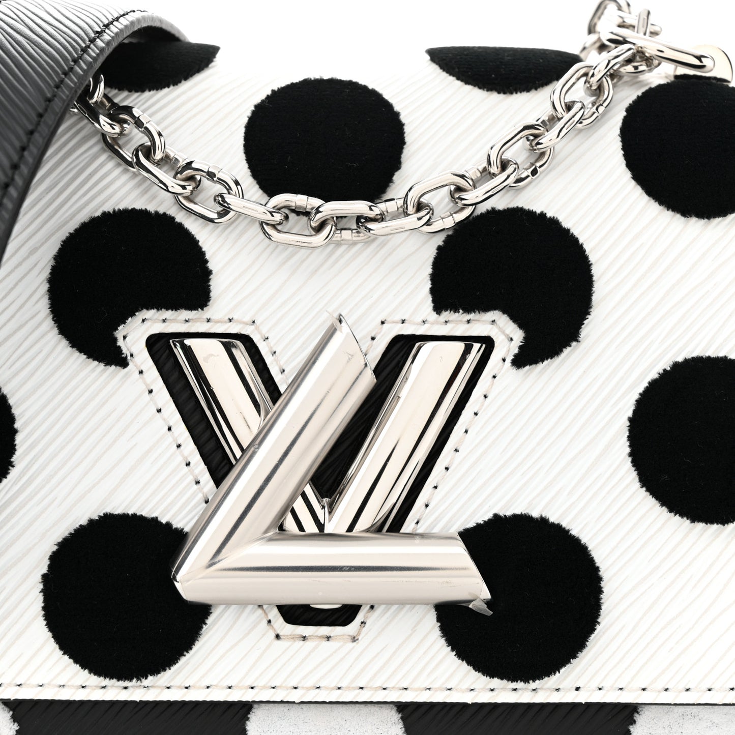 Epi Polka Dots Twist Shoulder Bag PM White Black
