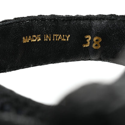 Prada Raffia Cork Metal Triangle Logo Crochet Fisherman Platform 75mm Sandals 38 Black 7 of 9