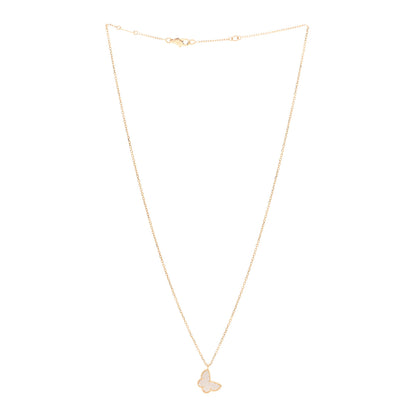 Van Cleef & Arpels 18K Yellow Gold Mother of Pearl Sweet Alhambra Butterfly Pendant Necklace 3 of 6