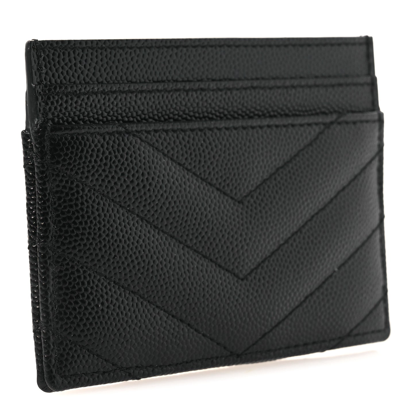 Grain De Poudre Matelasse Chevron Monogram Credit Card Case Black