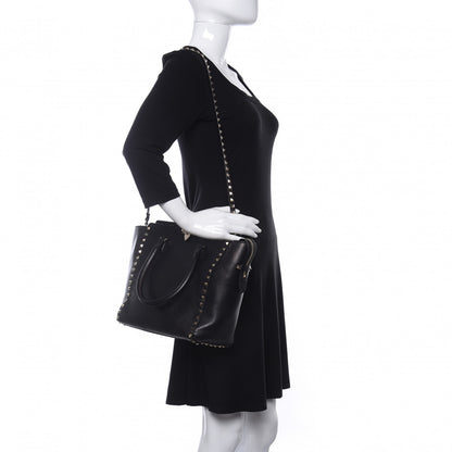 Valentino Garavani Vitello Rockstud Double Handle Tote Black 2 of 9