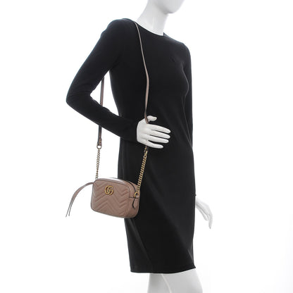 Gucci Calfskin Matelasse Mini GG Marmont Chain Shoulder Bag Porcelain Rose 2 of 7