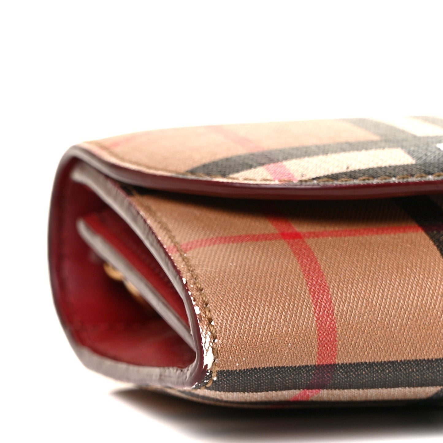 Vintage Check Henley Wallet On Chain Crimson