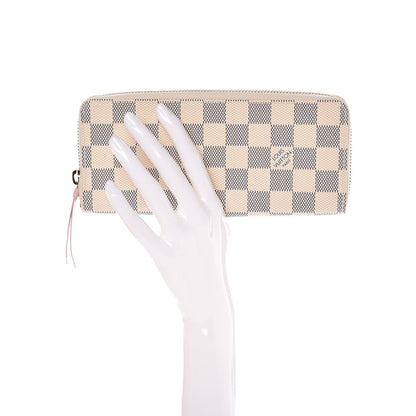 Louis Vuitton Damier Azur Clemence Wallet Rose Ballerine 2 of 8