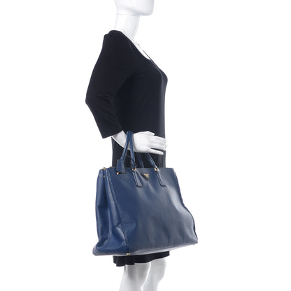 Prada Saffiano Lux Extra Large Galleria Double Zip Tote Bluette 2 of 21