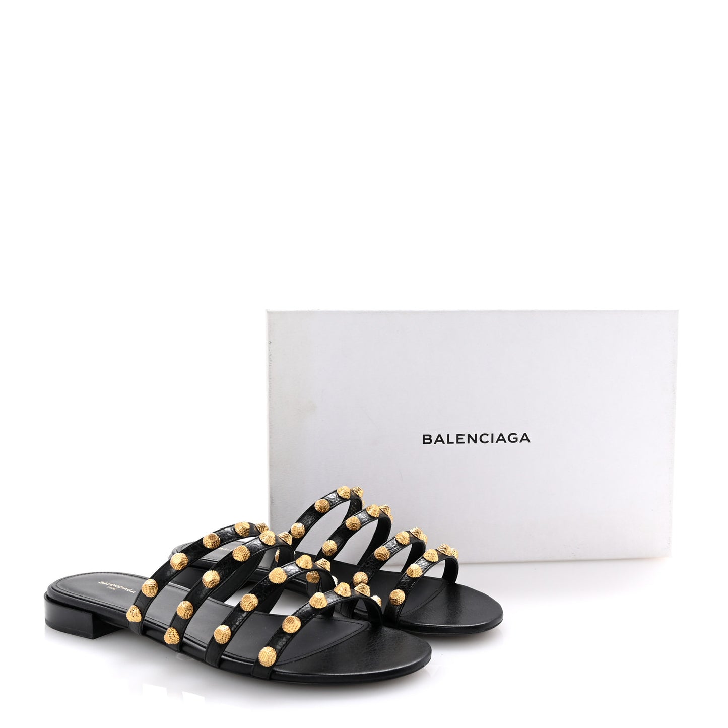 Agneau Lambskin Giant Gold Stud Sandals 41 Black