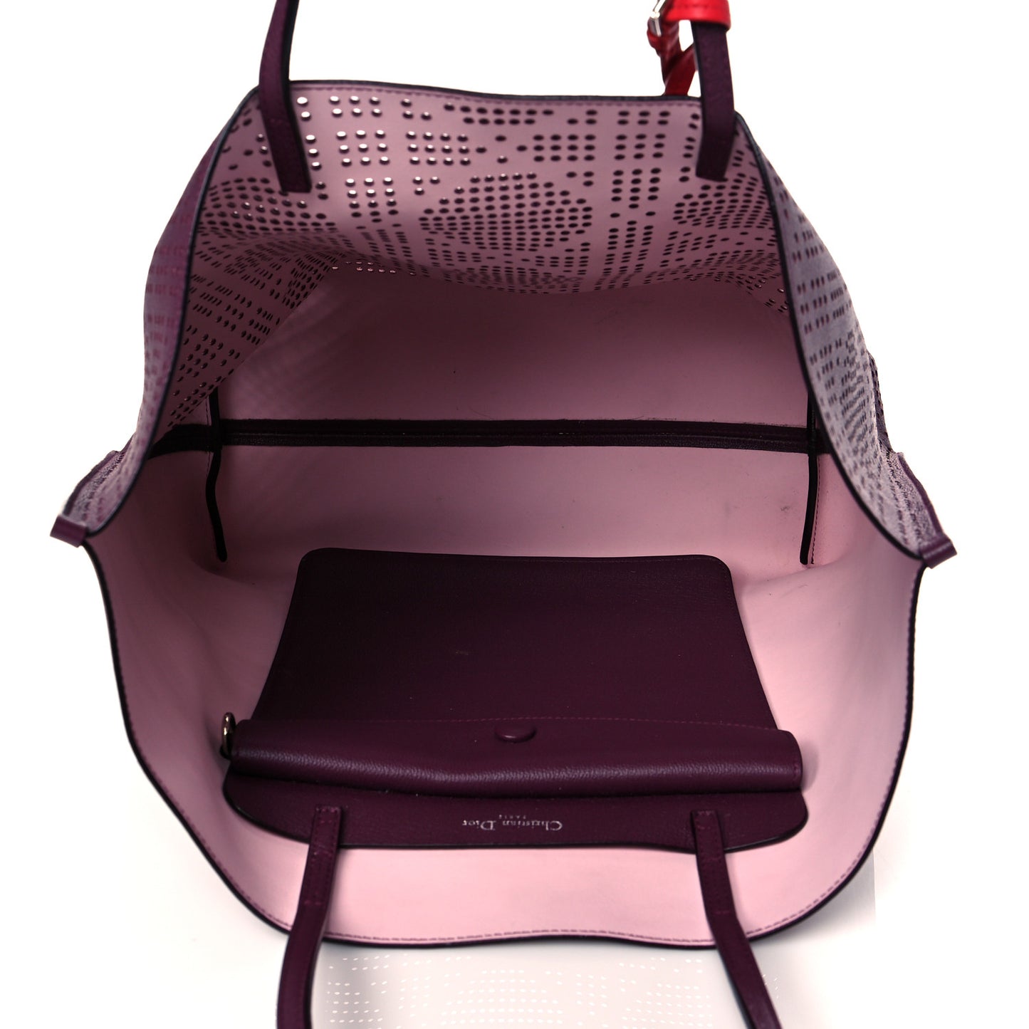 Calfskin Perforated Cannage Dioriva Tote Purple Multicolor