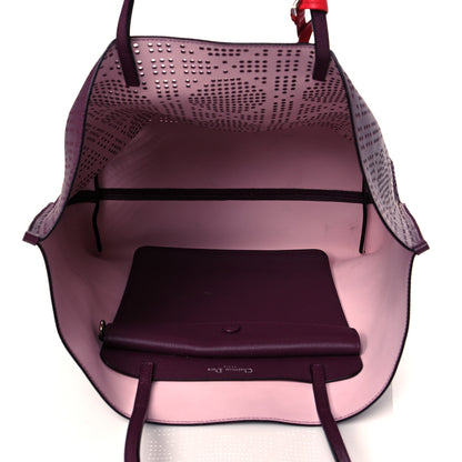Christian Dior Calfskin Perforated Cannage Dioriva Tote Purple Multicolor 4 of 8