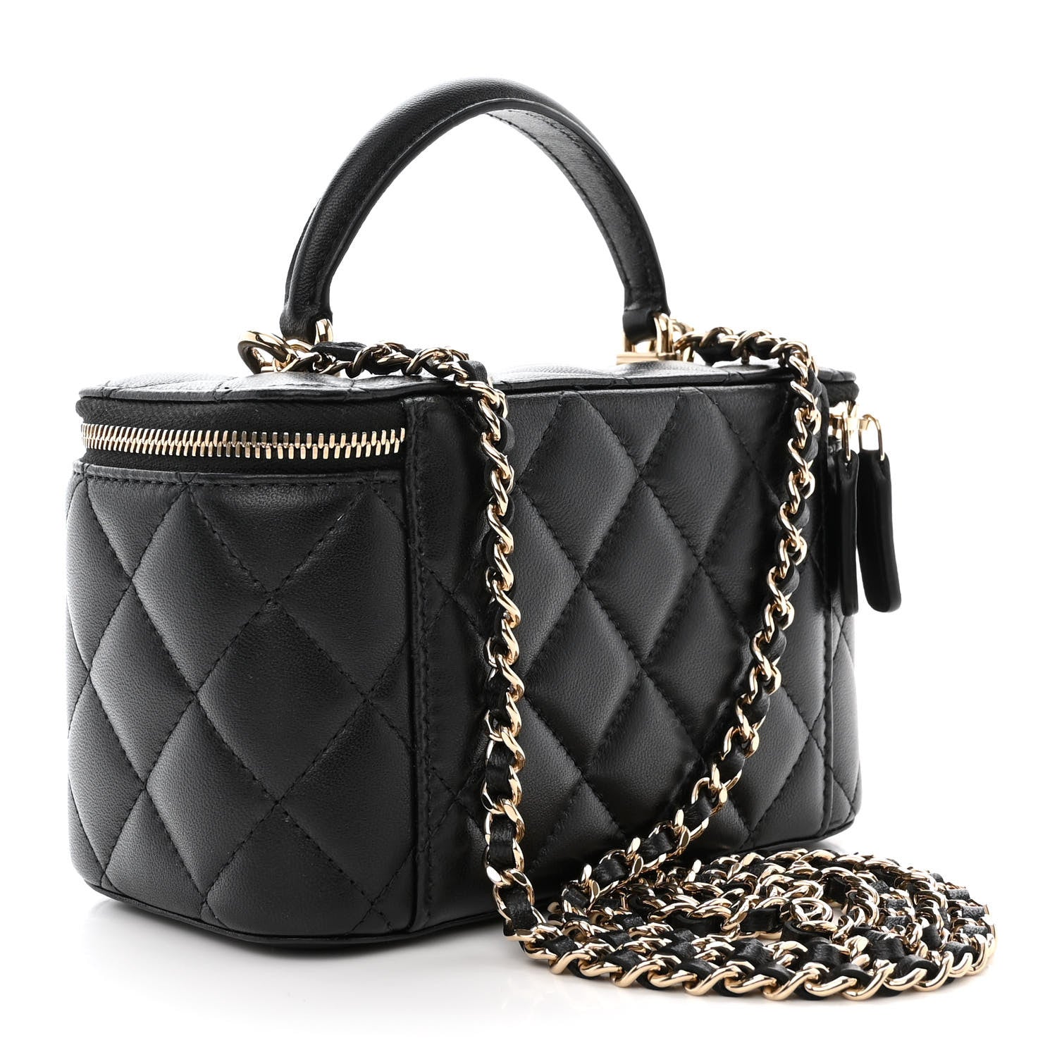 Chanel Lambskin Quilted Small Top Handle Vanity Case With Chain Black 3 of 12