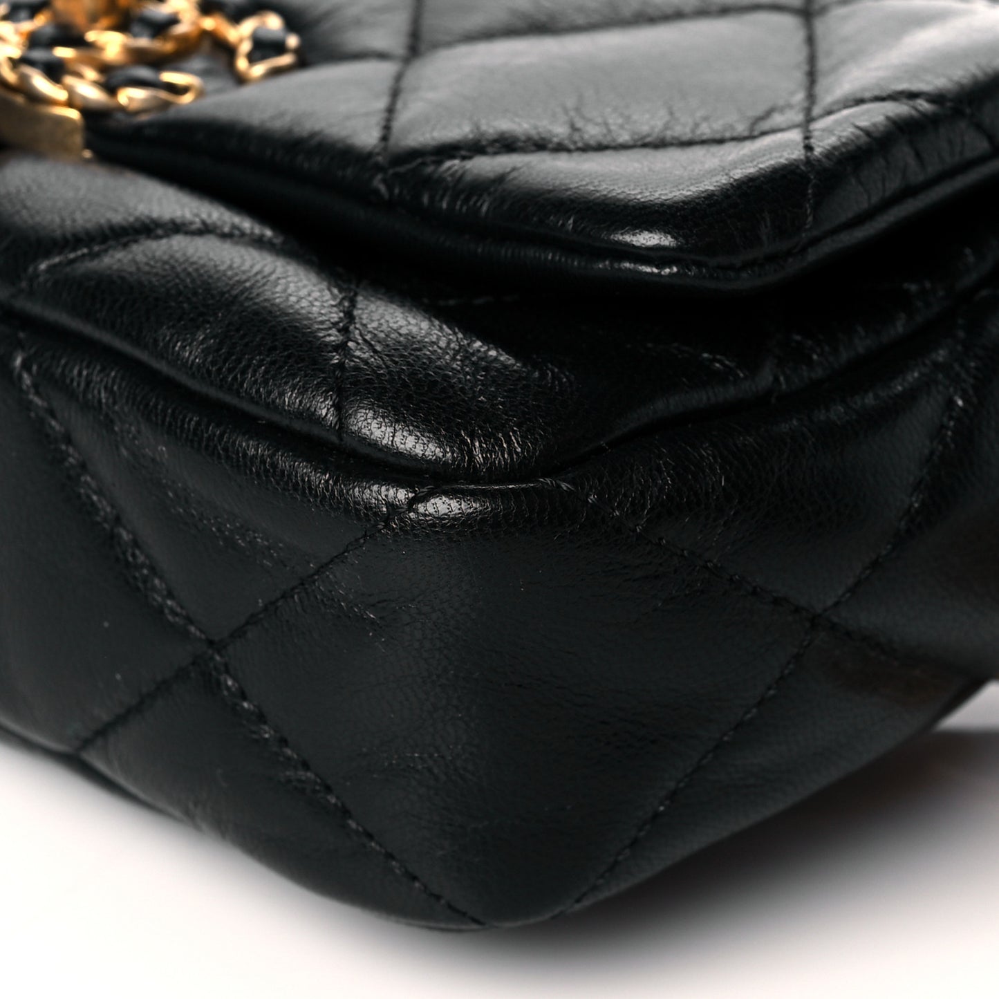 Goatskin Quilted Chanel 19 Waist Bag Black