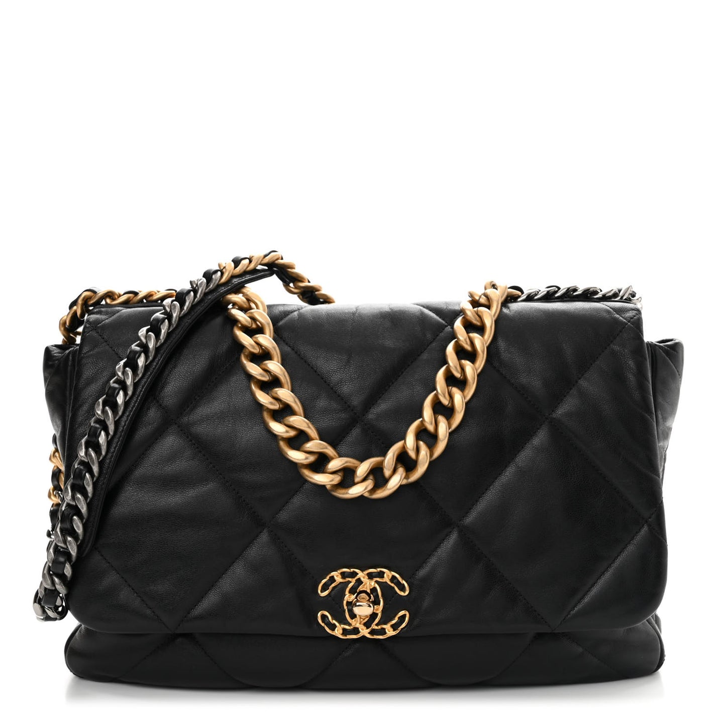 Goatskin Quilted Maxi Chanel 19 Flap Black
