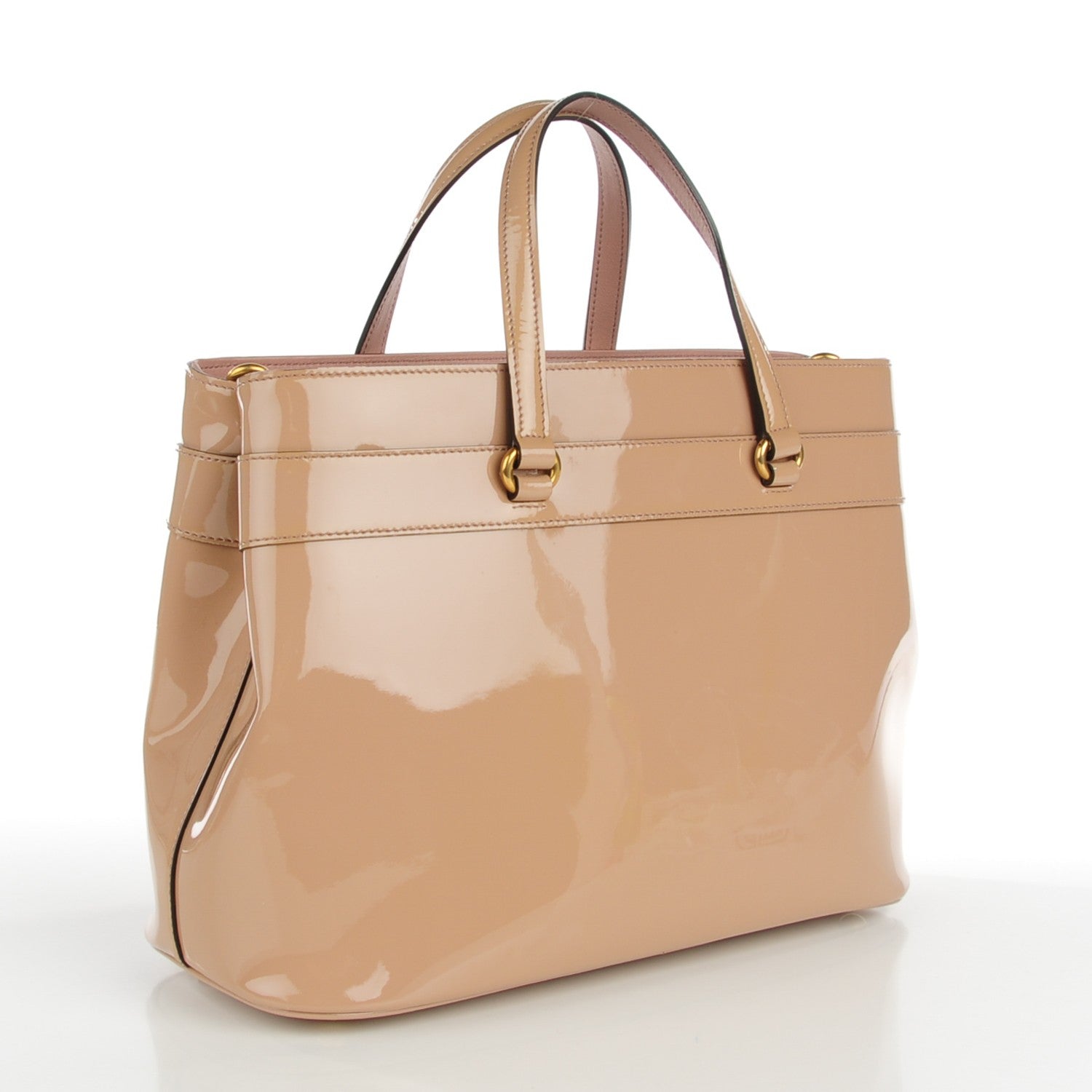Gucci Patent Medium Bright Bit Top Handle Tote Dark Cipria 3 of 7