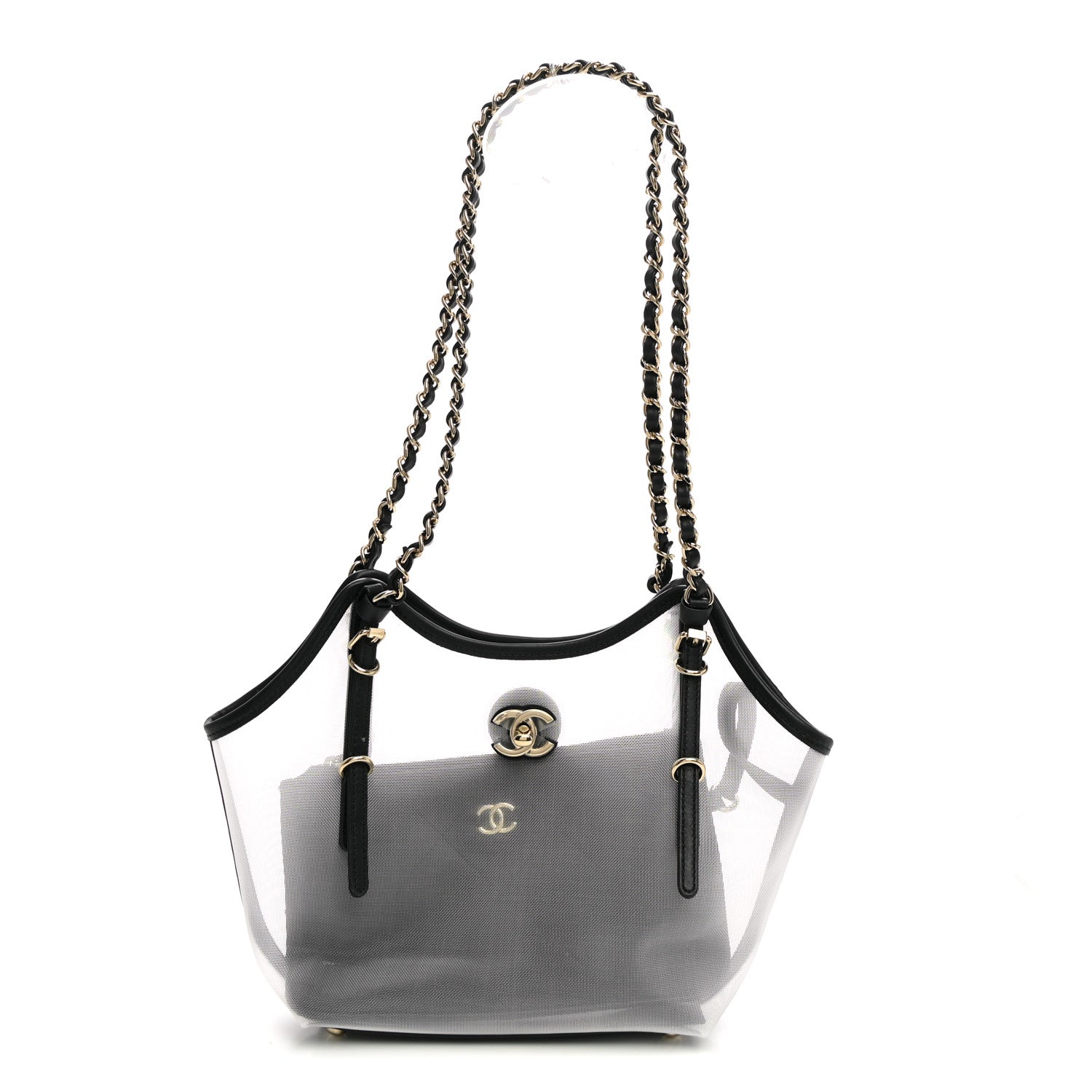 Chanel Mesh Calfskin Small Coco Beach Shopping Tote Transparent Black 1 of 10