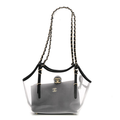Chanel Mesh Calfskin Small Coco Beach Shopping Tote Transparent Black 1 of 10