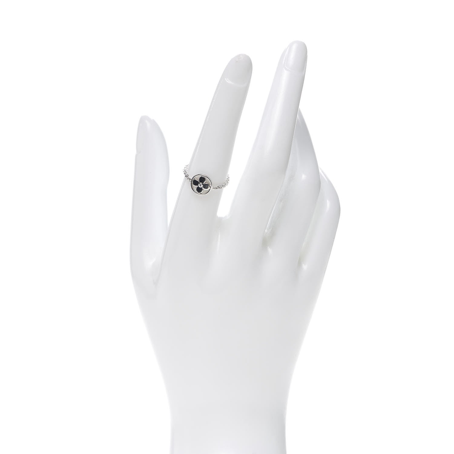 Louis Vuitton 18K White Gold Diamond Idylle Blossom Chain Ring 53 6.25 2 of 4