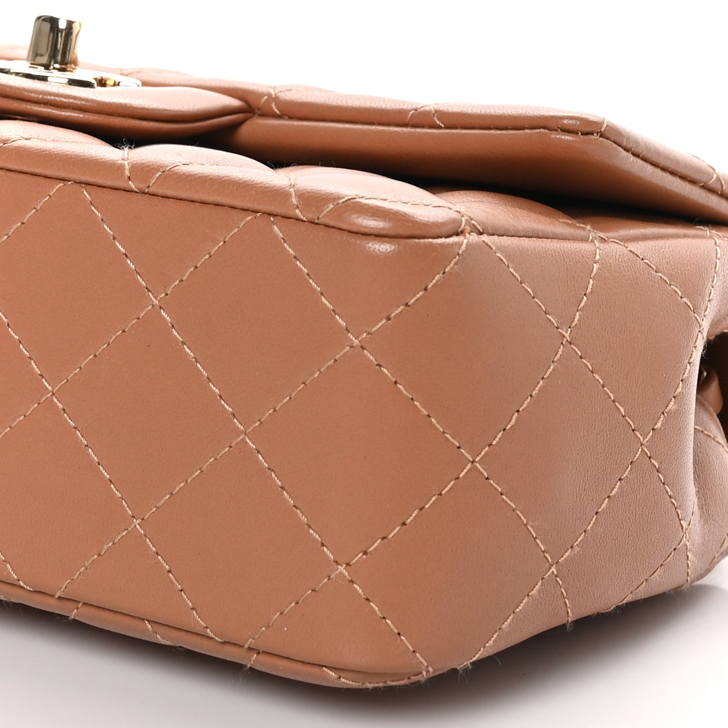 Lambskin Quilted Mini Rectangular Flap Brown