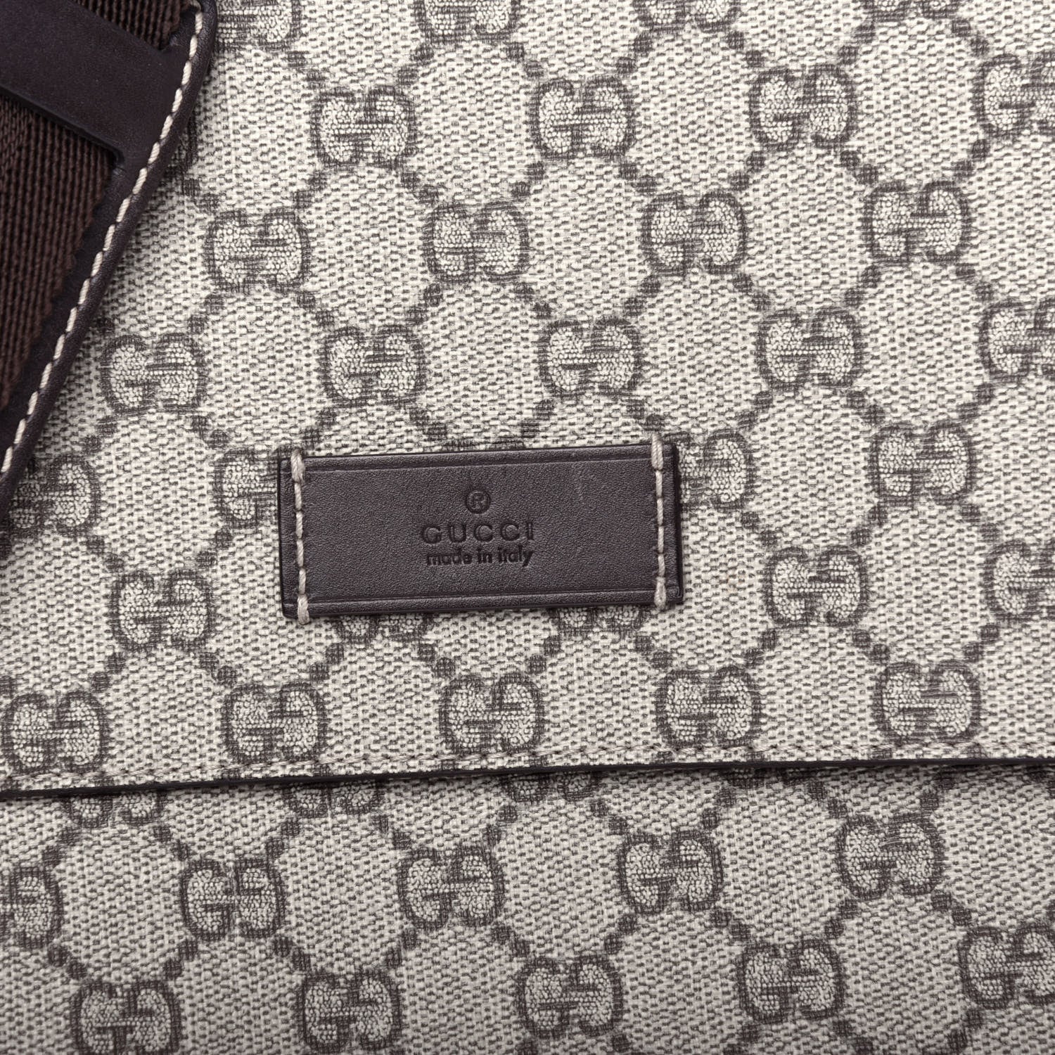 Gucci GG Supreme Monogram Selleria Calfskin Messenger Diaper Bag Beige Ebony Cocoa Dark Chocolate 8 of 10
