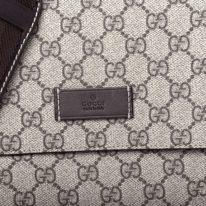 Gucci GG Supreme Monogram Selleria Calfskin Messenger Diaper Bag Beige Ebony Cocoa Dark Chocolate 8 of 10