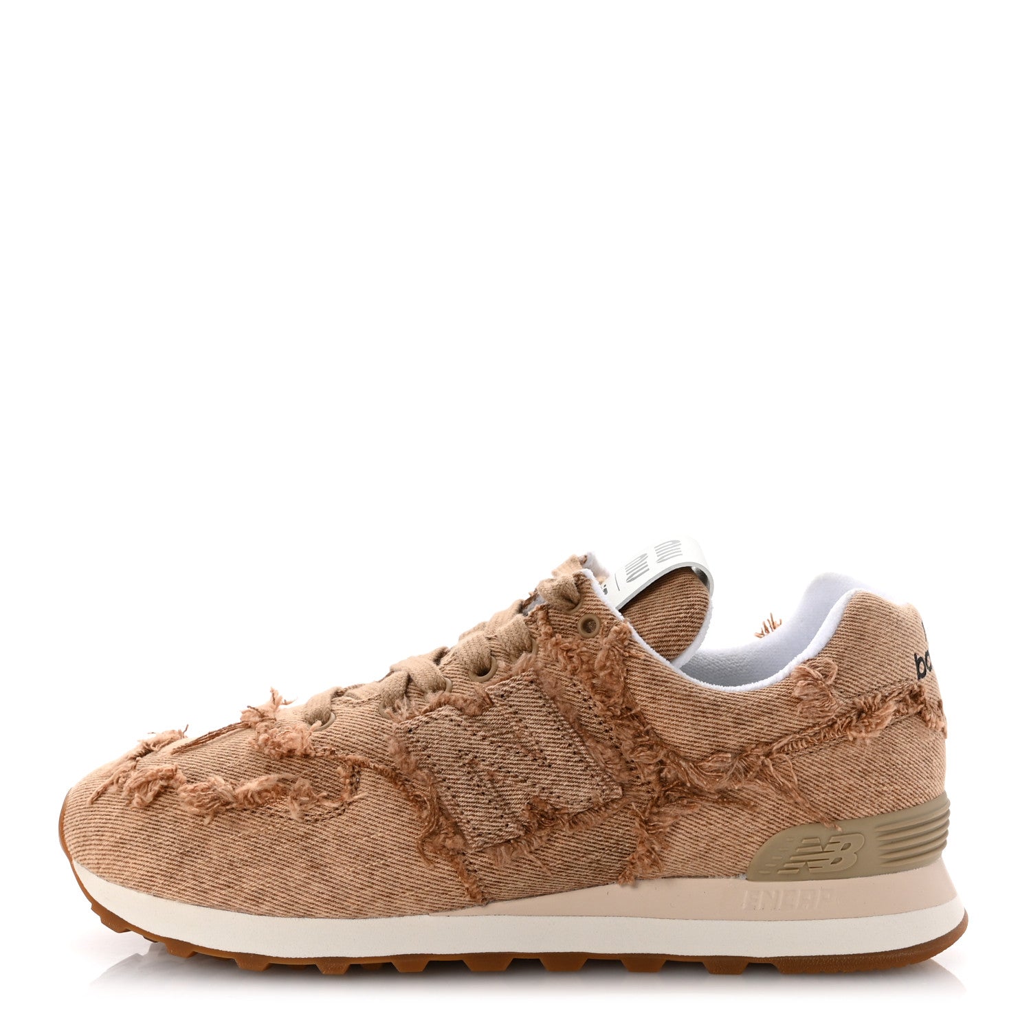 Miu Miu X NEW BALANCE Denim Marmorizzato 574 Sneakers 38.5 Cognac 1 of 10